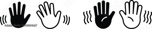 Photos A simple graphic of four hands clapping in unison on a white background