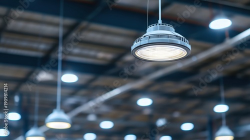 Wallpaper Mural Illuminated industrial ceiling light fixture with a modern circular design Torontodigital.ca