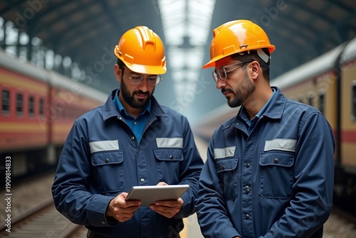 Asian Railway Engineers Conduct Inspection at Train Depot
