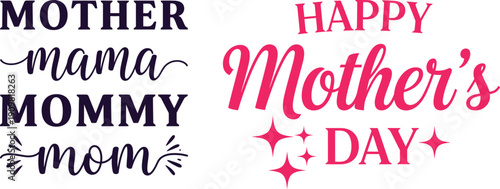 Happy mother's day greeting card with various terms for mom