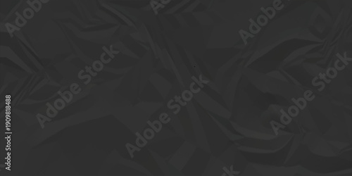 Crumpled paper Blank black crumpled and creased paper poster. Isolated light grungy wrinkled torn old paper material abstract texture background.