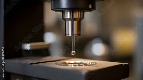 Wallpaper Mural Precise scientific instrument with a suspended droplet of liquid over a sample ready for analysis Torontodigital.ca