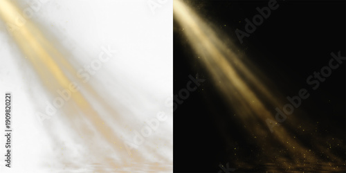 Slika na platnu Glowing Golden Light PNG Transparent Spotlight Effect for Backgrounds, Studio Sc
