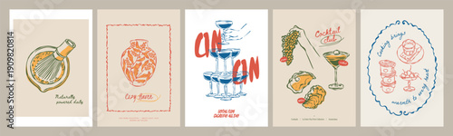 Scandinavian Style Frame Poster Collection with Inspirational Quotes and Hand-Drawn Sketch Home Decor Illustrations. 