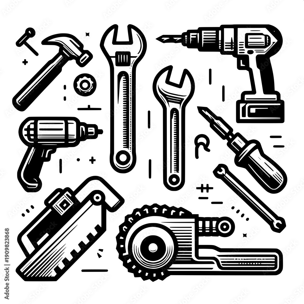 Fototapeta premium Construction Tools Icon Set