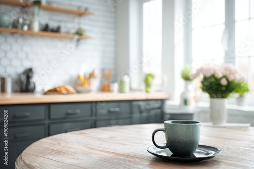 Wallpaper Mural Bright family kitchen in morning with breakfast table set and clean space for activities and gatherings Torontodigital.ca