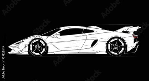 Futuristic performance vehicle design illustration, sleek lines and powerful silhouette for advanced automotive concept and speed, vector graphic