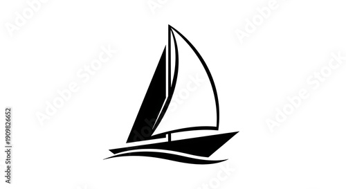 Abstract Yacht Silhouette Vector Sailing Speed Logo Graphic