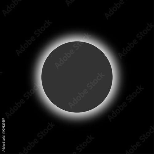 Enigmatic Dark Circle with Bright White Aura on Black Background - Abstract Minimalism
