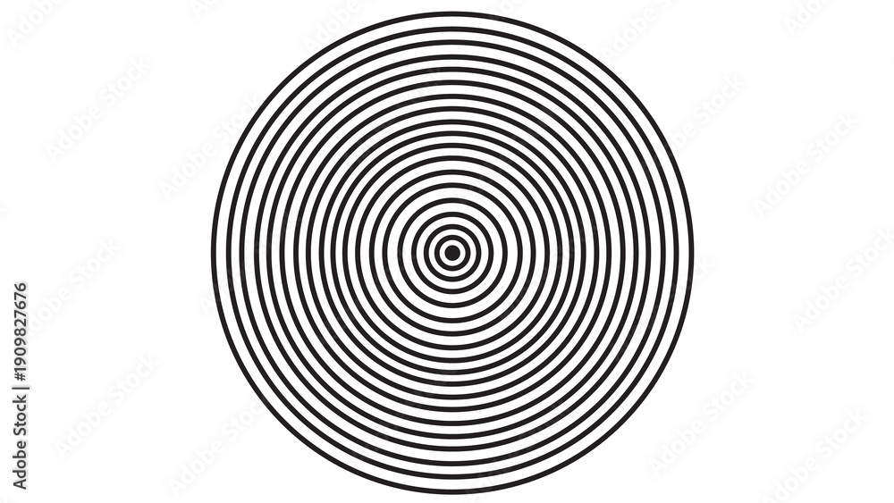 Fototapeta premium Hypnotic black and white concentric circles pattern, creating a strong optical illusion and a sense of depth for abstract backgrounds.