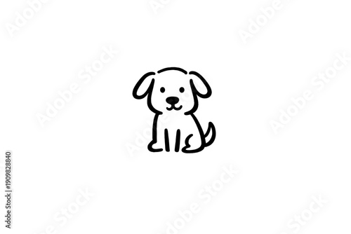 A simple white line drawing of a single mushroom with a rounded cap and a thick stem, set against a solid black background. This minimalist illustration features clean outlines.