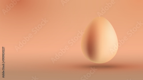 Nude 3D Egg on Nude Background with Copy Space