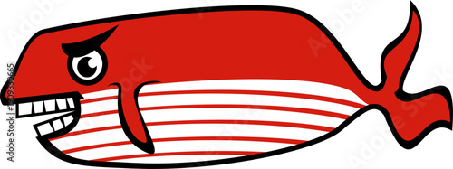 vector illustration of a cartoon whale with red color and white background