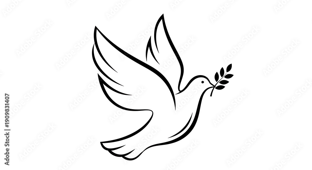 Obraz premium Symbolic Flight of Peace Hope Bird Minimal Outline Drawing