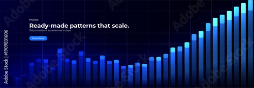 Financial Growth Stock Market Graphic, Economy Trade Graph, Data Chart Business Development Strategy Finance, Invest Background Concept, Global Digital Sale Analysis, Year Plan. Vector Illustration