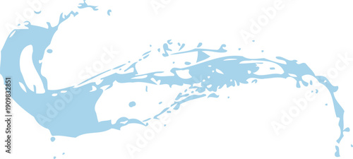 Light blue dynamic water splash vector illustration for abstract liquid background and graphic design element.