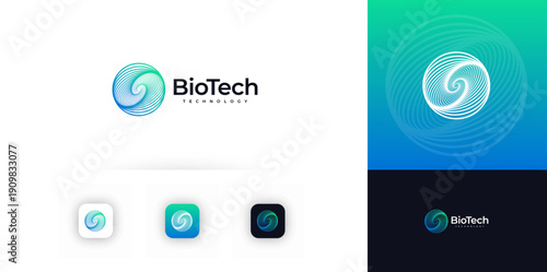 Whirlwind Logo Concept Design Twisting Line Icon Symbol Sign Label Emblem for AI Data Science Technology, Medical Innovation Medtech, Neural Research, Biotech Lab, Networks Tech. Vector Illustration