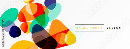 Abstract colorful overlapping shapes create dynamic composition. Modern design element for backgrounds, presentations. Bright hues dominate.