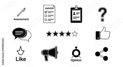 Colorful icons representing feedback support and customer service concepts