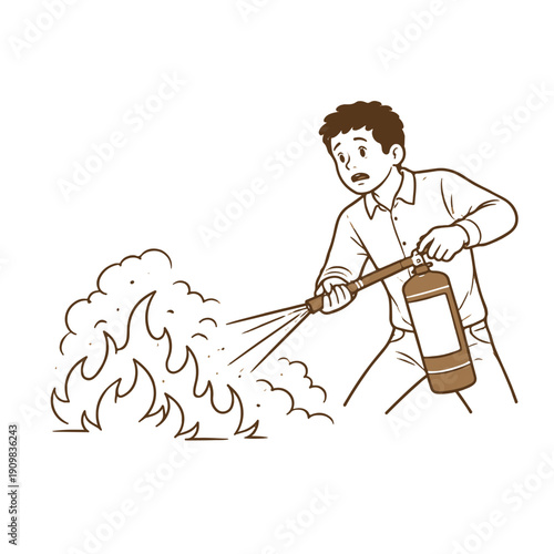 Man putting out a fire illustration vector on a white background
Vector illustration on a white background