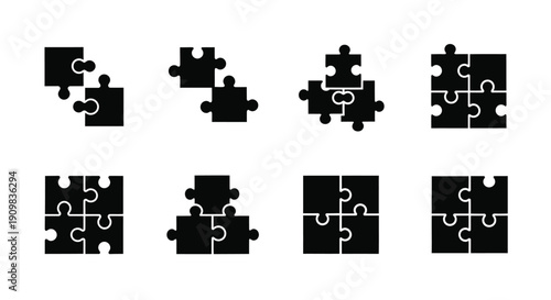 Colorful puzzle pieces arranged in a scattered disjointed pattern