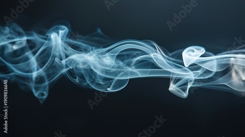 Interference visibility bands displayed through flowing translucent smoke creating elegant wave patterns with cool cyan tones against deep teal charcoal background