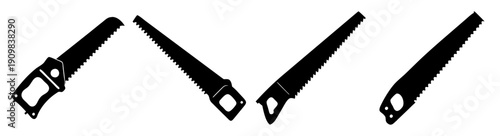 Set of three black pruning shears tools isolated on white background for gardening and plant care