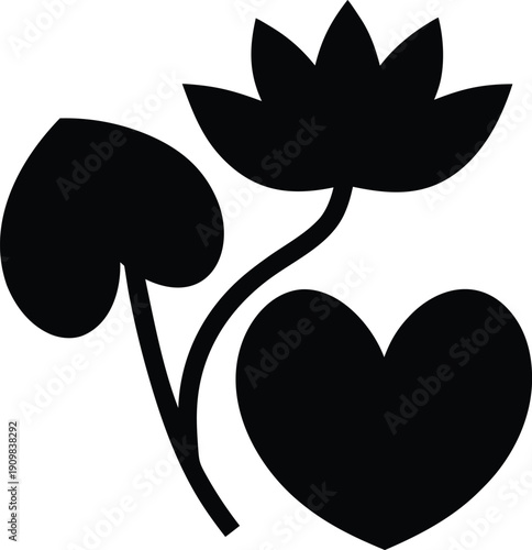 water lily silhouette vector illustration on transparent background