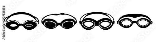 Set of stylish black sunglasses isolated on white background fashion accessory collection eyewear design trend