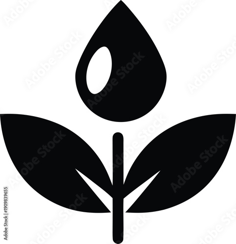 raindrop on leaf silhouette vector illustration on transparent background