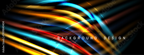 Abstract vibrant lines create dynamic background. Colors blend, forming modern design element. Bright streaks suggest movement, energy.