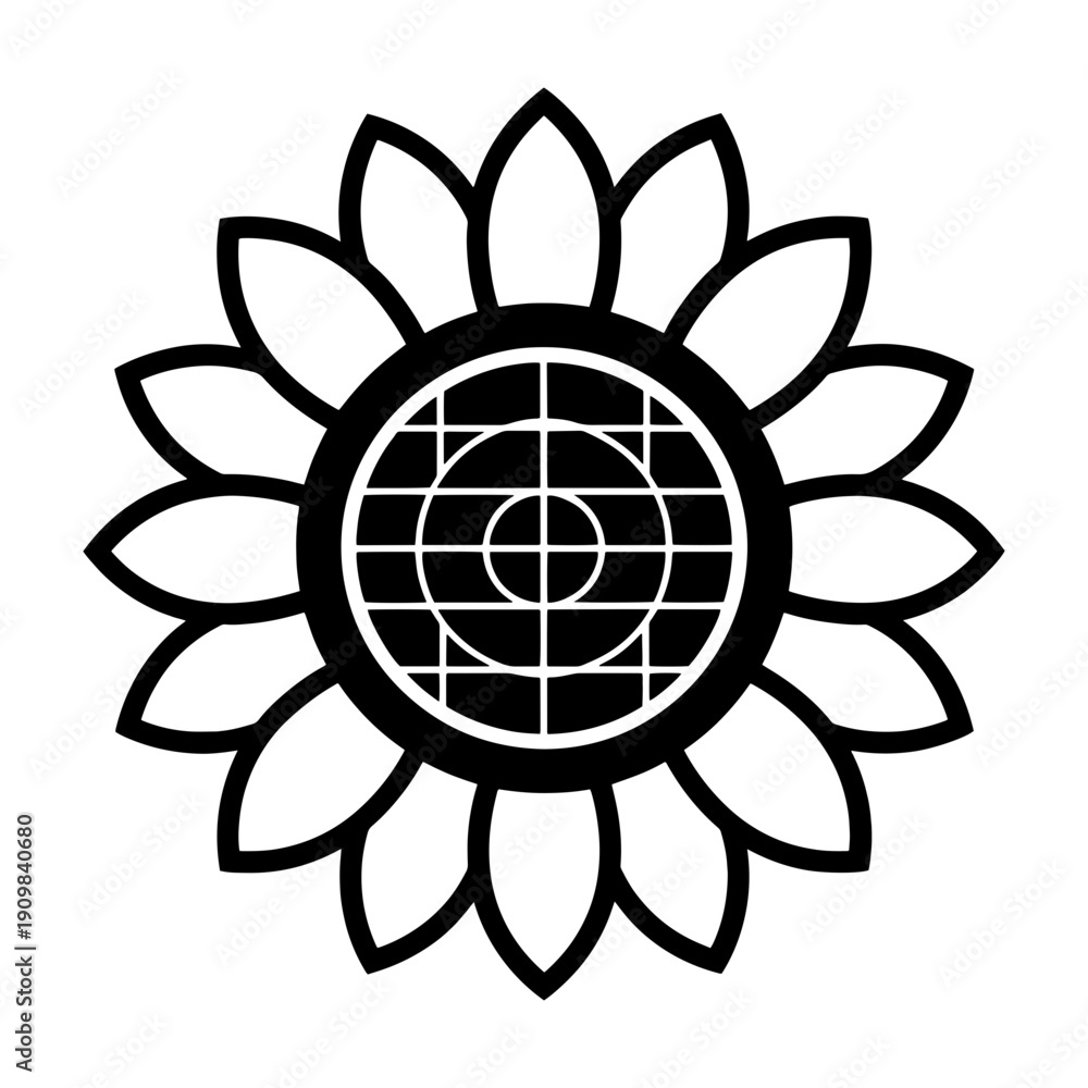 Fototapeta premium Sunflower Solar Panel Logo Icon.