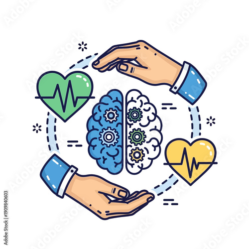 Brain Heart Health and Mind Protection Concept.