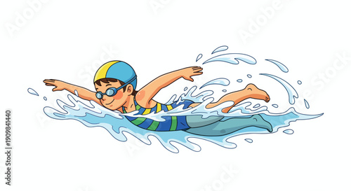 Woman Swimming Freely in Water.