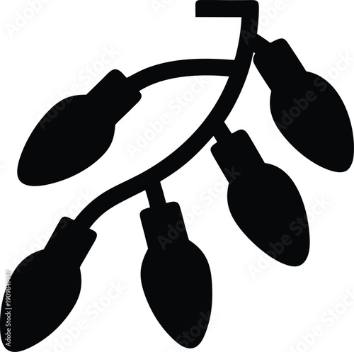 christmas tree lights silhouette vector illustration on transparent background