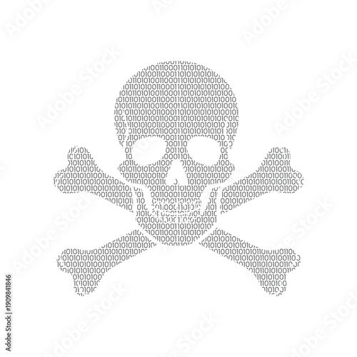 Skull and crossbones made of binary code symbol for digital danger virus cyber attack risk