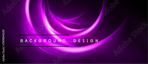Abstract purple waves create dynamic background. Smooth curves suggest motion, energy, modern aesthetic. Text reads background design.