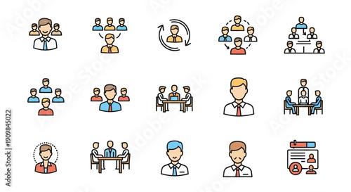 Collection of colorful currency and financial symbols in cartoon style