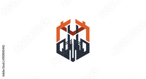 Modern abstract geometric logo design element on white background.