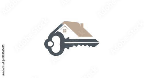 Simple house key icon symbolizing home ownership and security.