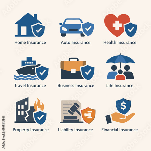 Insurance Icons Collection for Various Services