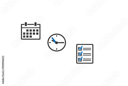 Planning a schedule with calendar, clock, and checklist for tasks as a guide to manage time and stay organized during the week