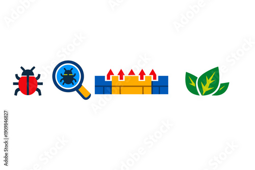 Pest control tools indicate steps to manage insects and protect plants from damage in gardens or farms