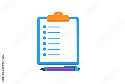 Clipboard with checklist and pen used for organization during work tasks in an office setting
