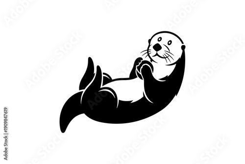 A cartoon otter floating on its back in a relaxed pose