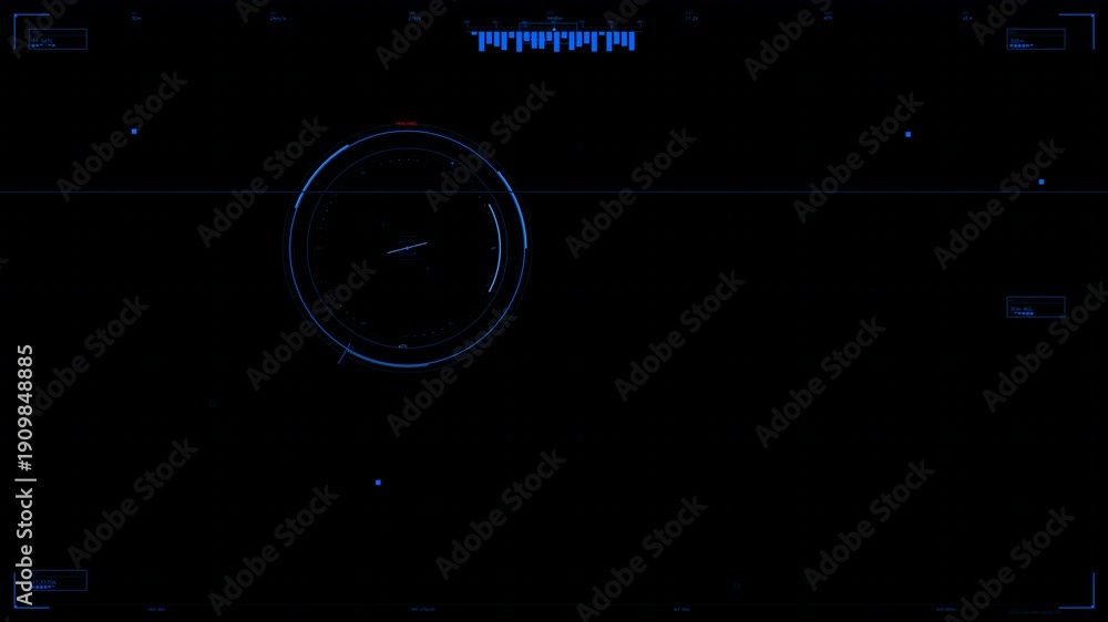 custom made wallpaper toronto digitalHud animation for videographers showcasing a sci-fi interface with rotating elements and digital displays in a dark setting