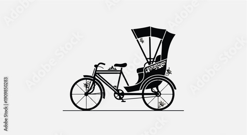 Vintage tricycle with passenger seat on white background
