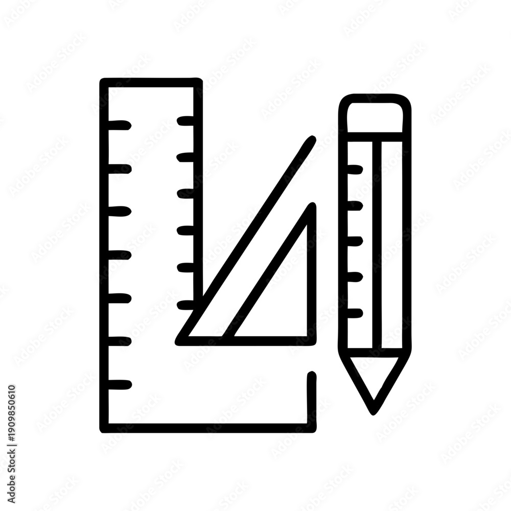 Obraz premium Ruler and pencil with triangle symbolizing design and drafting