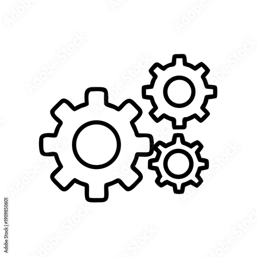 Gears in black line art symbolizing mechanical engineering concepts  
