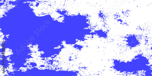 Abstract high contrast blue and white grunge texture background with distressed ink splatter and organic paint shapes
